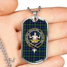 ScottishPlaid Urquhart (Smibert) Modern Clan Tartan Dog Tag Necklace - Crest Classic Scottish Plaid Tartan Plaid
