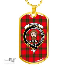Scottish MacNab Clan Tartan Dog Tag Necklace - Crest Classic Scottish Plaid Tartan Plaid