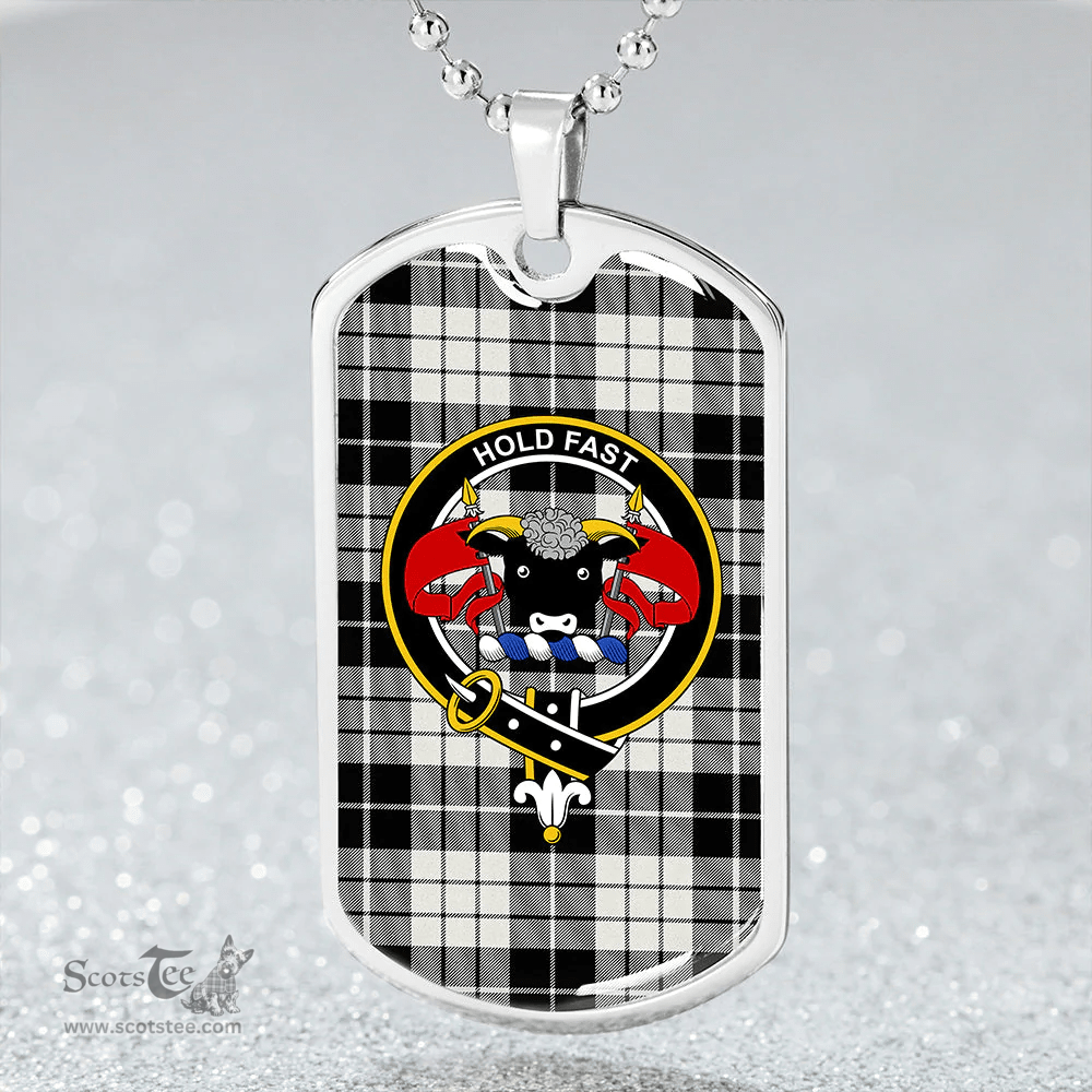 ScottishPlaid MacLeod Black & White Modern Clan Tartan Dog Tag Necklace - Crest Classic Scottish Plaid Tartan Plaid