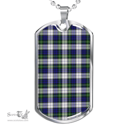 Scottish Gordon Dress Modern Clan Tartan Dog Tag Necklace - Classic Scottish Plaid Tartan Plaid