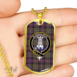 ScottishPlaid Malcolm 1840 Weathered Clan Tartan Dog Tag Necklace - Crest Classic Scottish Plaid Tartan Plaid