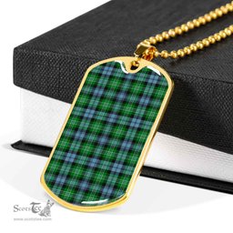 Scottish Arbuthnot Ancient Clan Tartan Dog Tag Necklace - Classic Scottish Plaid Tartan Plaid