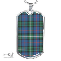 Scottish MacPhail Hunting Ancient Clan Tartan Dog Tag Necklace - Classic Scottish Plaid Tartan Plaid