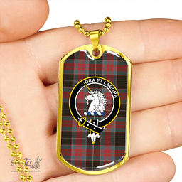 ScottishPlaid Ramsay Green Weathered Clan Tartan Dog Tag Necklace - Crest Classic Scottish Plaid Tartan Plaid