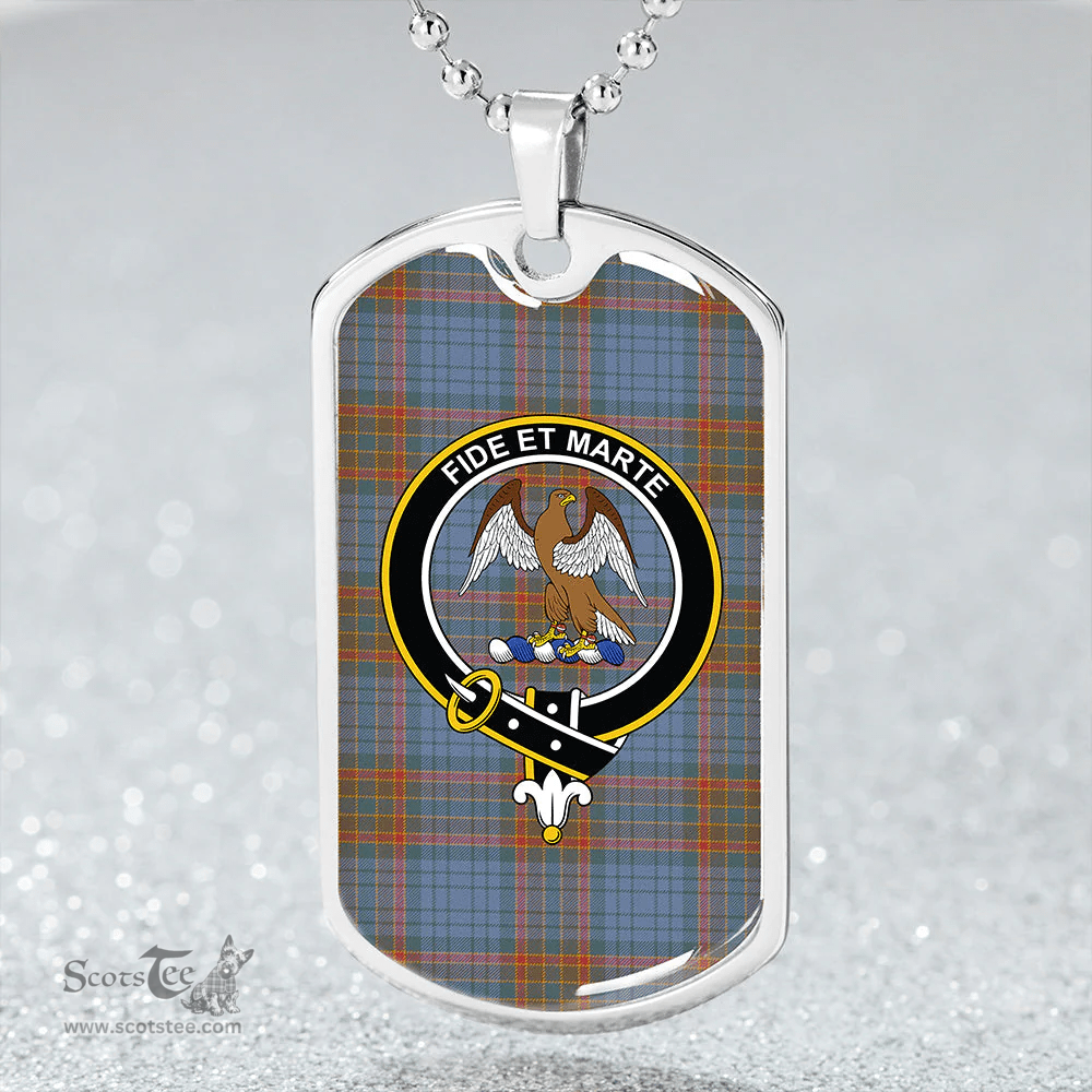 ScottishPlaid Ralston UK Weathered Clan Tartan Dog Tag Necklace - Crest Classic Scottish Plaid Tartan Plaid