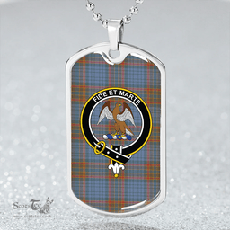 ScottishPlaid Ralston UK Weathered Clan Tartan Dog Tag Necklace - Crest Classic Scottish Plaid Tartan Plaid