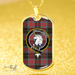 ScottishPlaid Ramsay Green Weathered Clan Tartan Dog Tag Necklace - Crest Classic Scottish Plaid Tartan Plaid