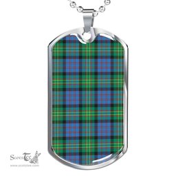 Scottish Bowie Ancient Clan Tartan Dog Tag Necklace - Classic Scottish Plaid Tartan Plaid