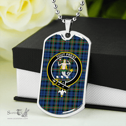 ScottishPlaid Murray Modern Clan Tartan Dog Tag Necklace - Crest Classic Scottish Plaid Tartan Plaid