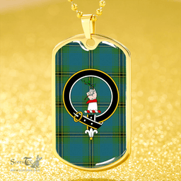 ScottishPlaid Oliver Hunting Ancient Clan Tartan Dog Tag Necklace - Crest Classic Scottish Plaid Tartan Plaid