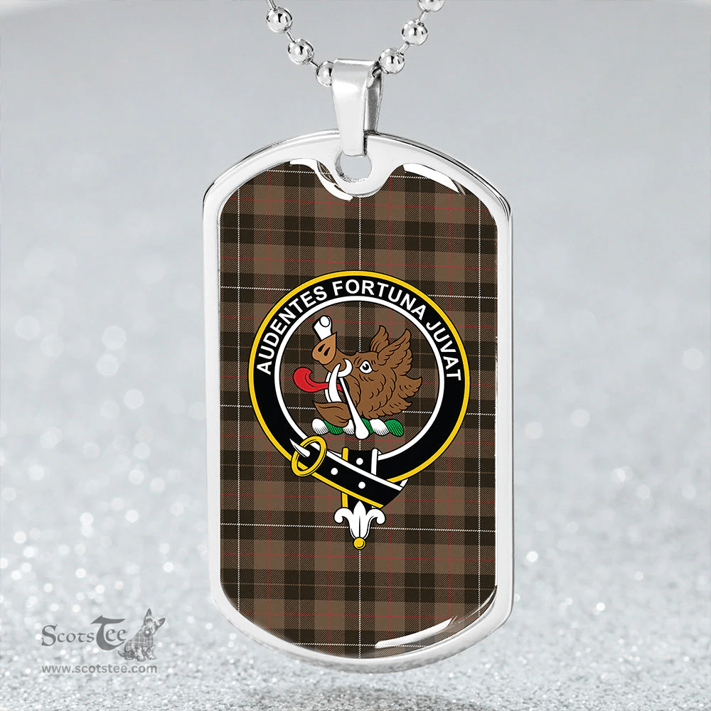 ScottishPlaid MacKinnon Hunting Weathered Clan Tartan Dog Tag Necklace - Crest Classic Scottish Plaid Tartan Plaid