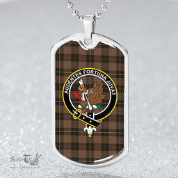 ScottishPlaid MacKinnon Hunting Weathered Clan Tartan Dog Tag Necklace - Crest Classic Scottish Plaid Tartan Plaid