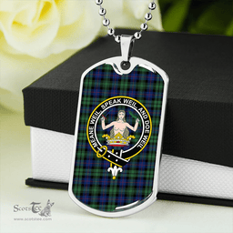 ScottishPlaid Urquhart (Smibert) Modern Clan Tartan Dog Tag Necklace - Crest Classic Scottish Plaid Tartan Plaid