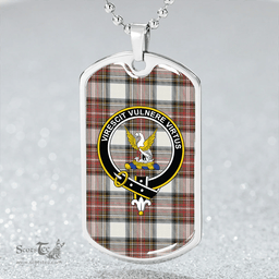 ScottishPlaid Stewart Dress Weathered Clan Tartan Dog Tag Necklace - Crest Classic Scottish Plaid Tartan Plaid