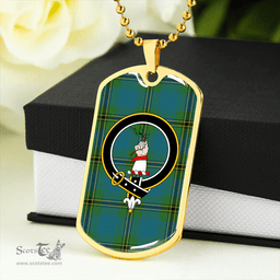 ScottishPlaid Oliver Hunting Ancient Clan Tartan Dog Tag Necklace - Crest Classic Scottish Plaid Tartan Plaid