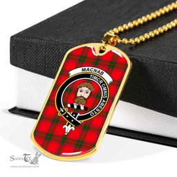 Scottish MacNab Clan Tartan Dog Tag Necklace - Crest Classic Scottish Plaid Tartan Plaid