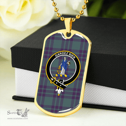 ScottishPlaid Montgomery (Vestiarium Scoticum) (Montgomery Blue Green) Weathered Clan Tartan Dog Tag Necklace - Crest Classic Scottish Plaid Tartan Plaid