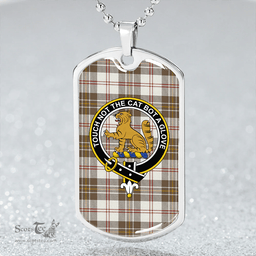 ScottishPlaid MacPherson Dress Blue Weathered Clan Tartan Dog Tag Necklace - Crest Classic Scottish Plaid Tartan Plaid