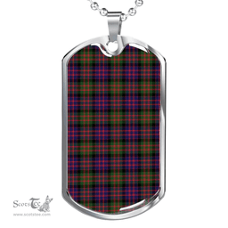 Scottish MacDonald Modern Clan Tartan Dog Tag Necklace - Classic Scottish Plaid Tartan Plaid