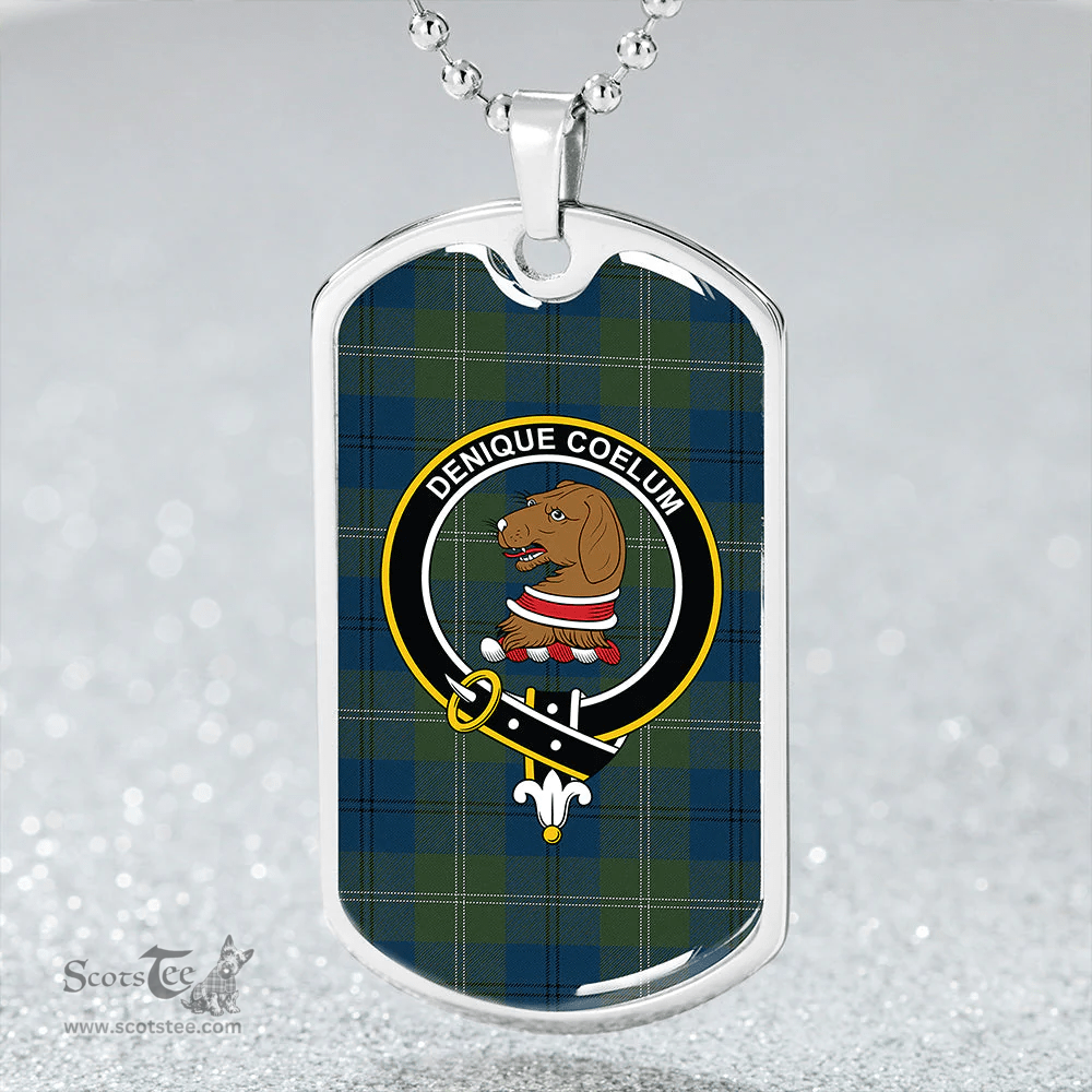 ScottishPlaid Melville #2 Modern Clan Tartan Dog Tag Necklace - Crest Classic Scottish Plaid Tartan Plaid