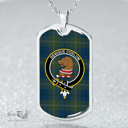 ScottishPlaid Melville #2 Modern Clan Tartan Dog Tag Necklace - Crest Classic Scottish Plaid Tartan Plaid