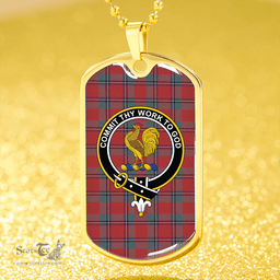ScottishPlaid Sinclair Weathered Clan Tartan Dog Tag Necklace - Crest Classic Scottish Plaid Tartan Plaid