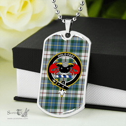 ScottishPlaid MacLeod of California Ancient Clan Tartan Dog Tag Necklace - Crest Classic Scottish Plaid Tartan Plaid