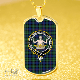 ScottishPlaid Urquhart (Smibert) Modern Clan Tartan Dog Tag Necklace - Crest Classic Scottish Plaid Tartan Plaid