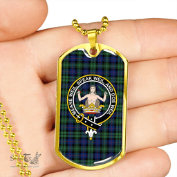 ScottishPlaid Urquhart (Smibert) Modern Clan Tartan Dog Tag Necklace - Crest Classic Scottish Plaid Tartan Plaid
