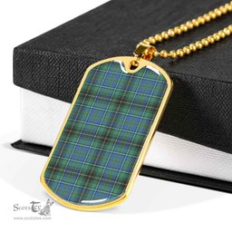 Scottish MacInnes Ancient Clan Tartan Dog Tag Necklace - Classic Scottish Plaid Tartan Plaid