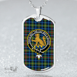 ScottishPlaid Smith (MacGowan Hunting) Modern Clan Tartan Dog Tag Necklace - Crest Classic Scottish Plaid Tartan Plaid