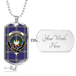 Scottish Kinnaird Clan Tartan Dog Tag Necklace - Crest Classic Scottish Plaid Tartan Plaid