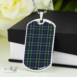 Scottish Graham of Montrose Modern Clan Tartan Dog Tag Necklace - Classic Scottish Plaid Tartan Plaid