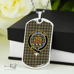 ScottishPlaid MacKenzie Hunting; Brown Weathered Clan Tartan Dog Tag Necklace - Crest Classic Scottish Plaid Tartan Plaid