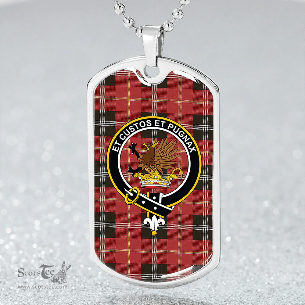 ScottishPlaid Marjoribanks Weathered Clan Tartan Dog Tag Necklace - Crest Classic Scottish Plaid Tartan Plaid