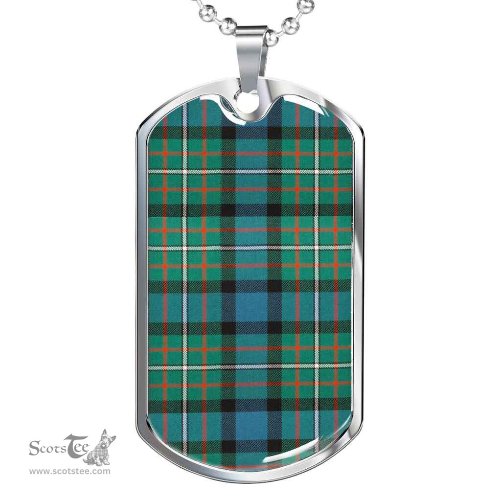 Scottish Ferguson Ancient Clan Tartan Dog Tag Necklace - Classic Scottish Plaid Tartan Plaid