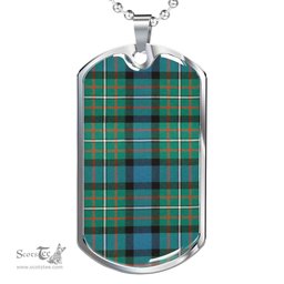 Scottish Ferguson Ancient Clan Tartan Dog Tag Necklace - Classic Scottish Plaid Tartan Plaid