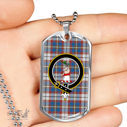 ScottishPlaid Oliver Pink Dress Modern Clan Tartan Dog Tag Necklace - Crest Classic Scottish Plaid Tartan Plaid
