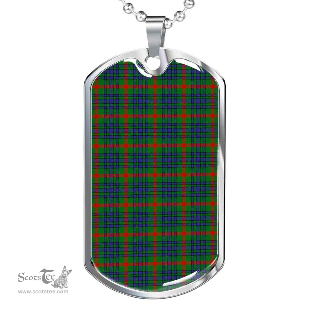 Scottish Aiton Clan Tartan Dog Tag Necklace - Classic Scottish Plaid Tartan Plaid