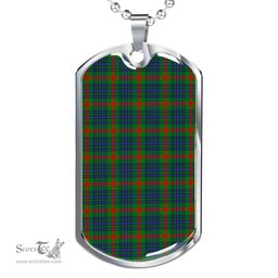 Scottish Aiton Clan Tartan Dog Tag Necklace - Classic Scottish Plaid Tartan Plaid