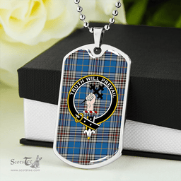 ScottishPlaid Thompson Variant (Thomson Variant) Ancient Clan Tartan Dog Tag Necklace - Crest Classic Scottish Plaid Tartan Plaid