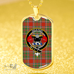 ScottishPlaid MacLeod of Gesto Ancient Clan Tartan Dog Tag Necklace - Crest Classic Scottish Plaid Tartan Plaid
