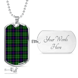 Scottish Leslie Hunting Clan Tartan Dog Tag Necklace - Classic Scottish Plaid Tartan Plaid