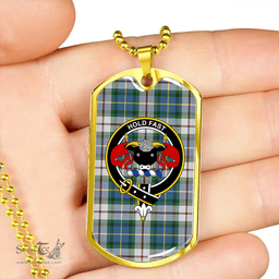 ScottishPlaid MacLeod of California Ancient Clan Tartan Dog Tag Necklace - Crest Classic Scottish Plaid Tartan Plaid
