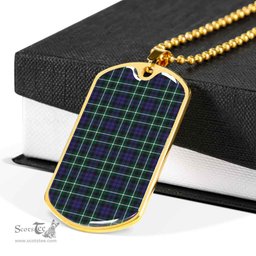 Scottish Graham of Montrose Modern Clan Tartan Dog Tag Necklace - Classic Scottish Plaid Tartan Plaid