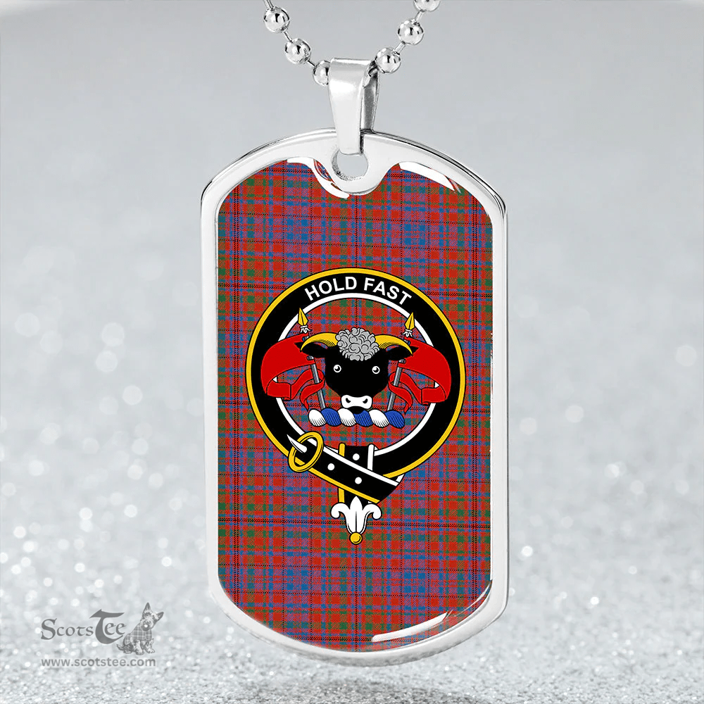 ScottishPlaid MacLeod of Tullibardine (Red MacLeod) Ancient Clan Tartan Dog Tag Necklace - Crest Classic Scottish Plaid Tartan Plaid