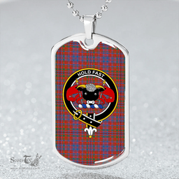 ScottishPlaid MacLeod of Tullibardine (Red MacLeod) Ancient Clan Tartan Dog Tag Necklace - Crest Classic Scottish Plaid Tartan Plaid