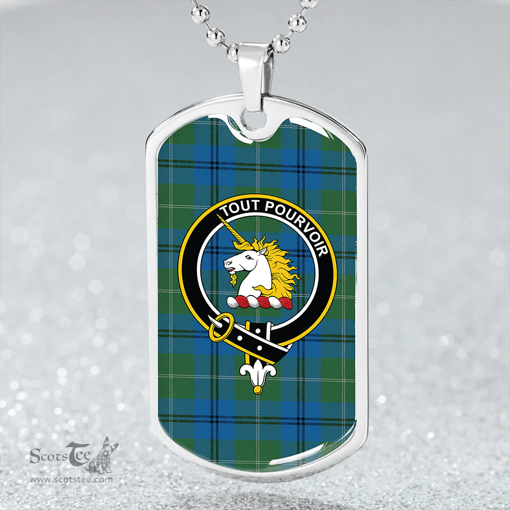 ScottishPlaid Oliphant Ancient Clan Tartan Dog Tag Necklace - Crest Classic Scottish Plaid Tartan Plaid