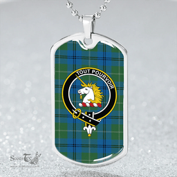ScottishPlaid Oliphant Ancient Clan Tartan Dog Tag Necklace - Crest Classic Scottish Plaid Tartan Plaid