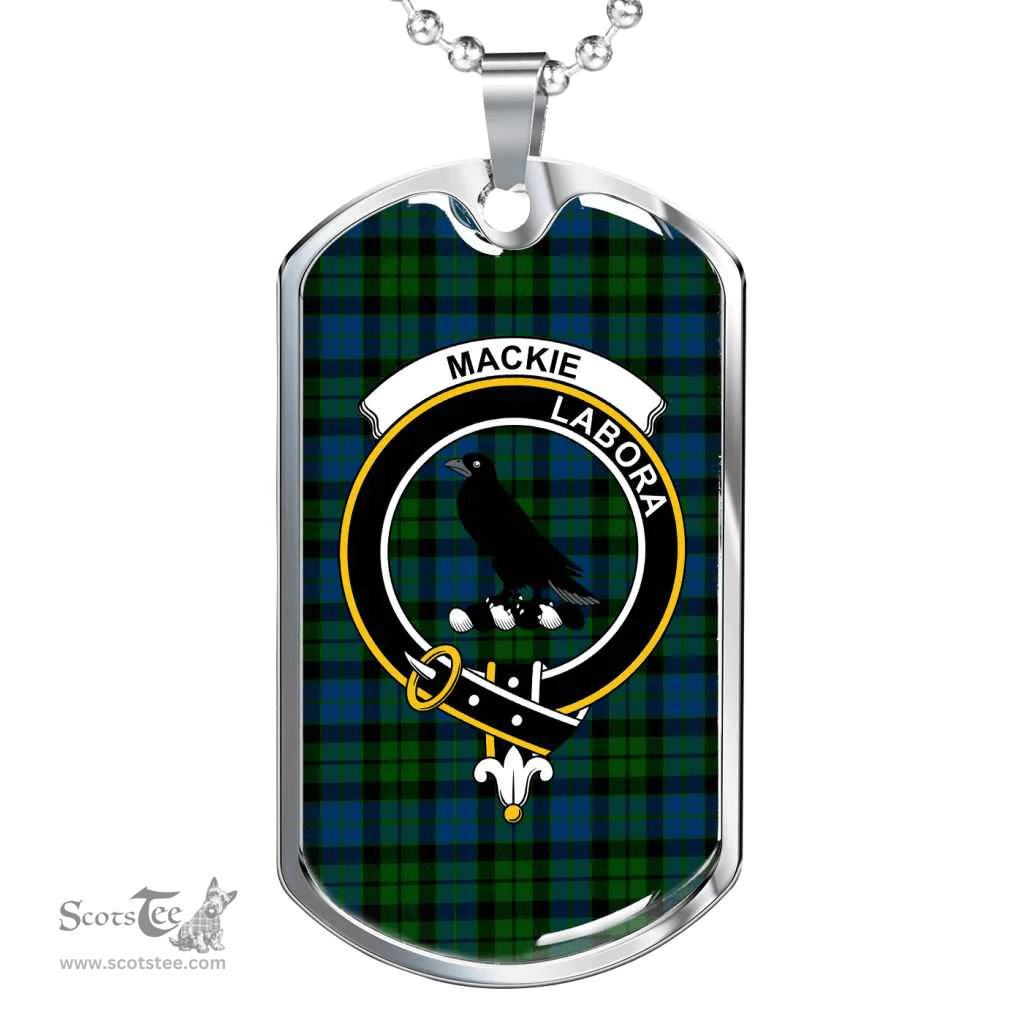 Scottish MacKie Clan Tartan Dog Tag Necklace - Crest Classic Scottish Plaid Tartan Plaid